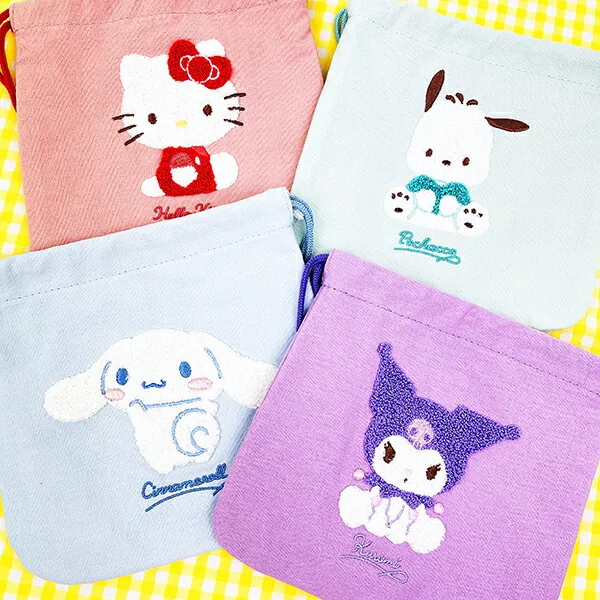 一番使える！サンリオのサガラ刺繍巾着ポーチ。内生地の可愛さにも注目です！